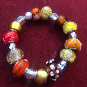 Orange & yellow glass beads bracelet